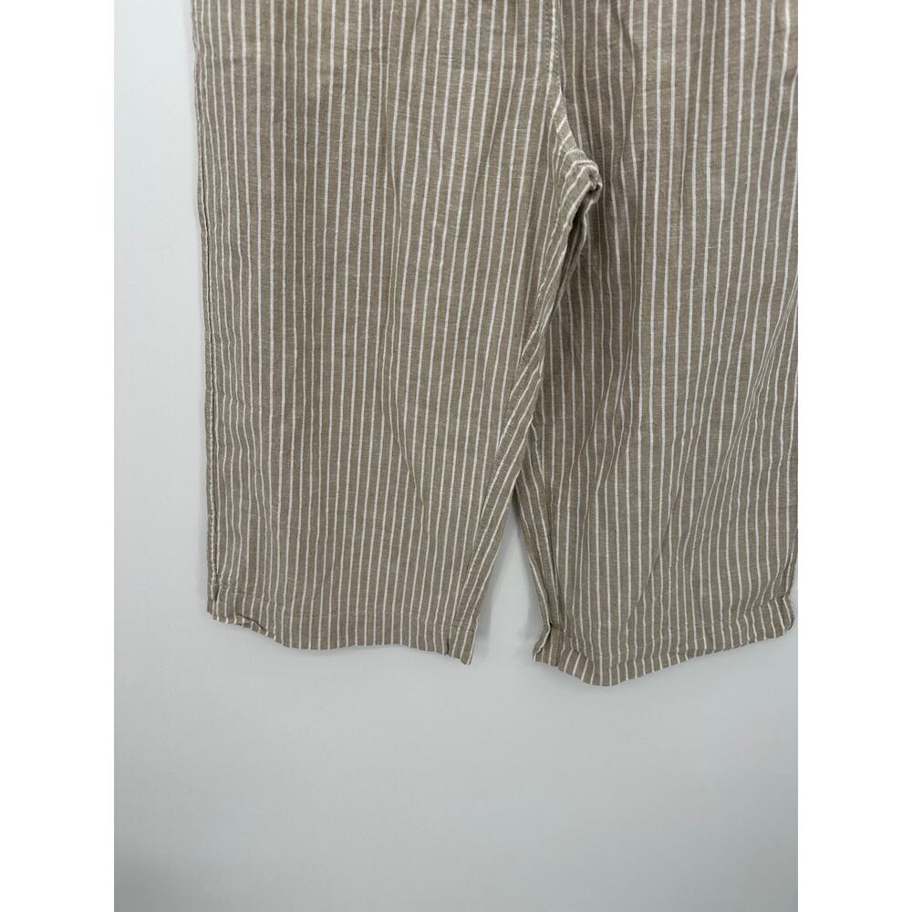 beachlunchlounge Cream linen blend Cropped Wide Leg Pants Women Sz L Resort Boho - Picture 4 of 6